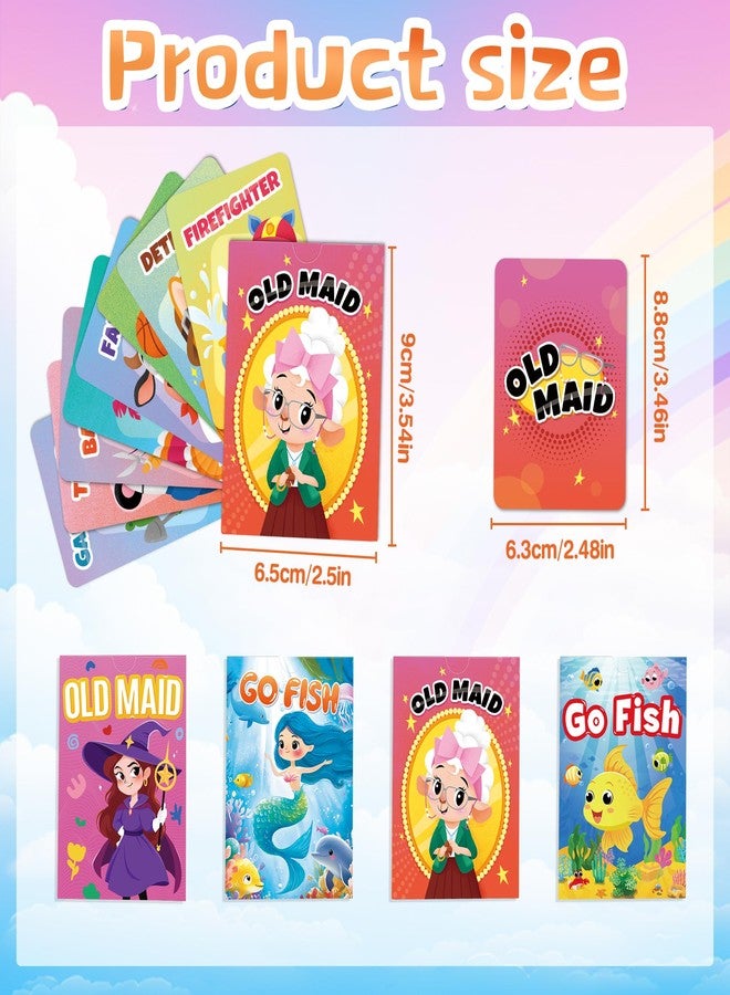 Wkchxd Go Fish and Old Maid Card Games,Kids Card Games for Ages 4-8,Family Games For Kids Adults Toddlers,Classic Card Game for Travel Classroom Table Party Games,Stocking Stuffers Birthday Gifts (4 Pack) - Image 2